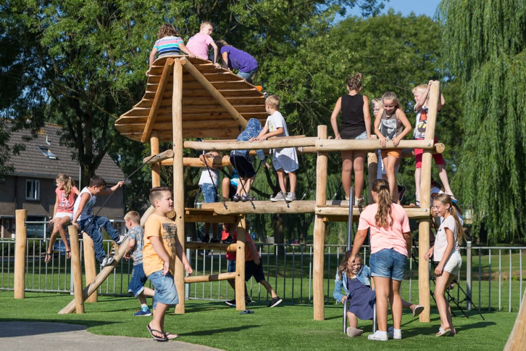 veel kinderen op toestel hout